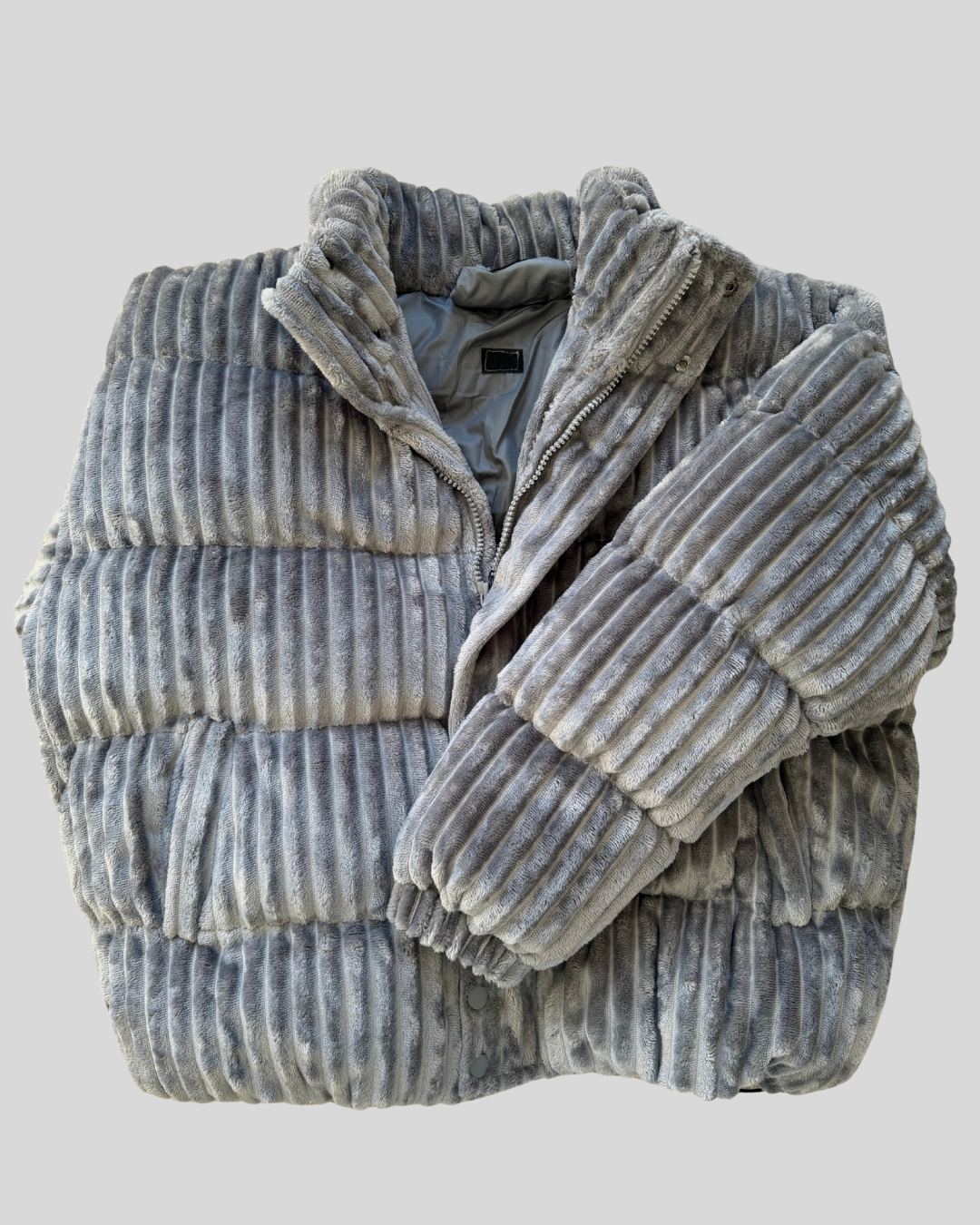 KALDER – Doudoune grise velours côtelé homme – Image 5