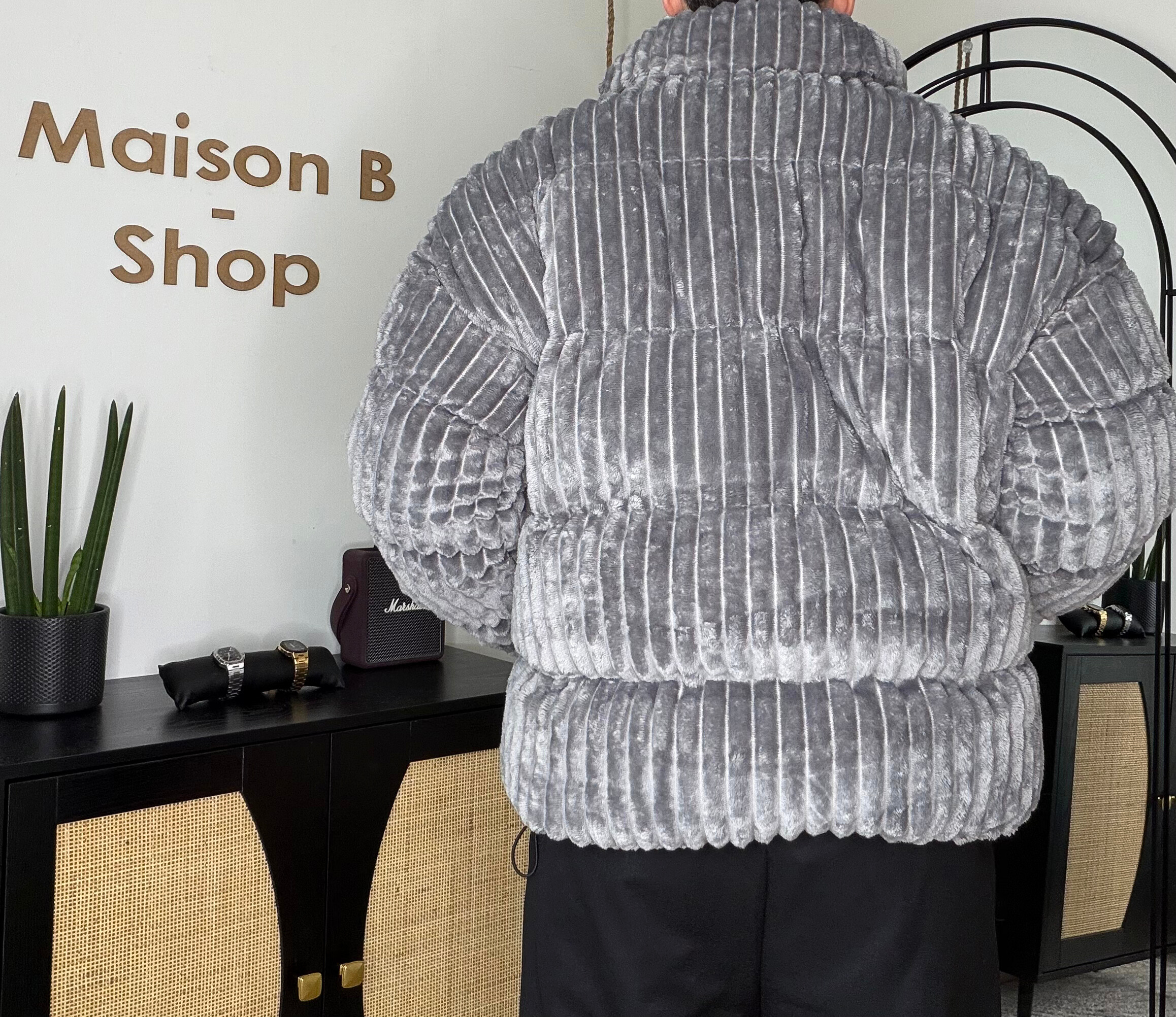 KALDER – Doudoune grise velours côtelé homme – Image 3