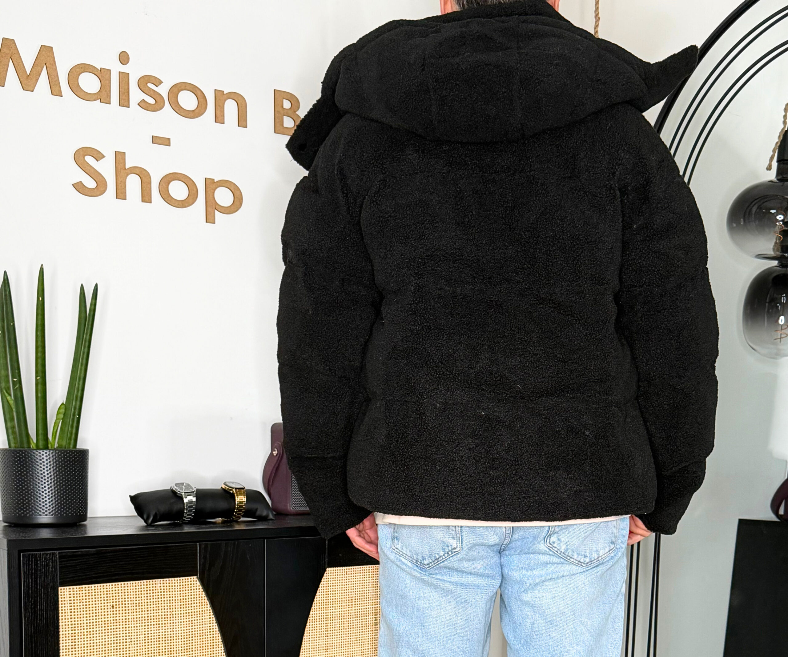 HAGEN – Doudoune noire effet mouton homme – Image 4