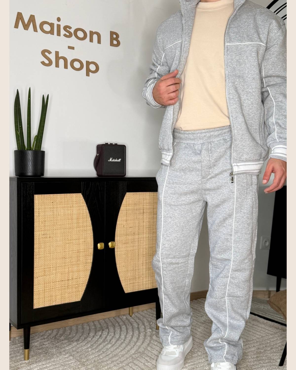 Ensemble jogging homme gris en coton – Style urbain – Image 2