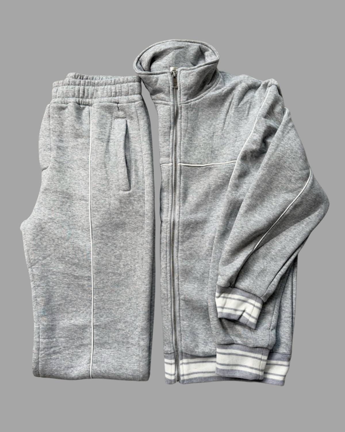 Ensemble jogging homme gris en coton – Style urbain – Image 4