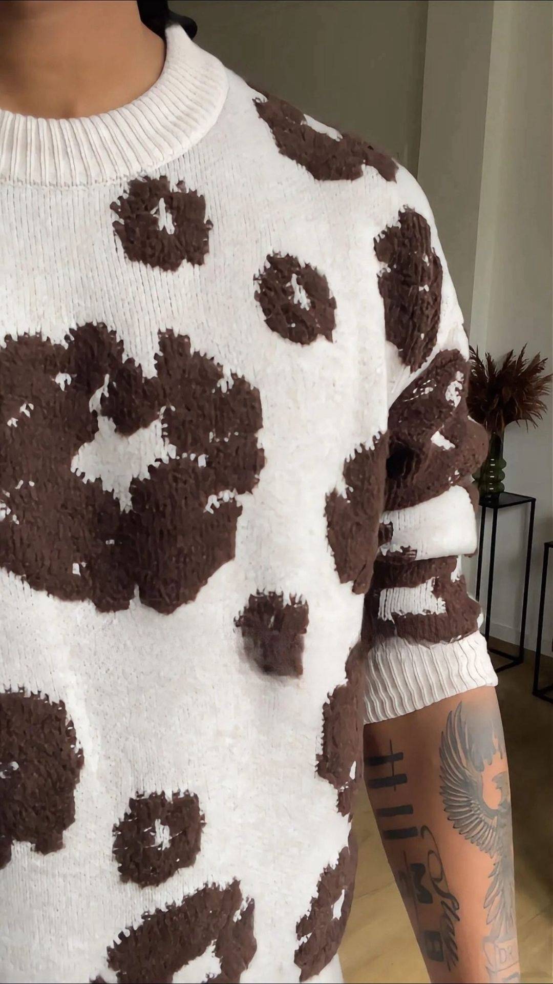 Pull homme à motif marron – style moderne & confort quotidien