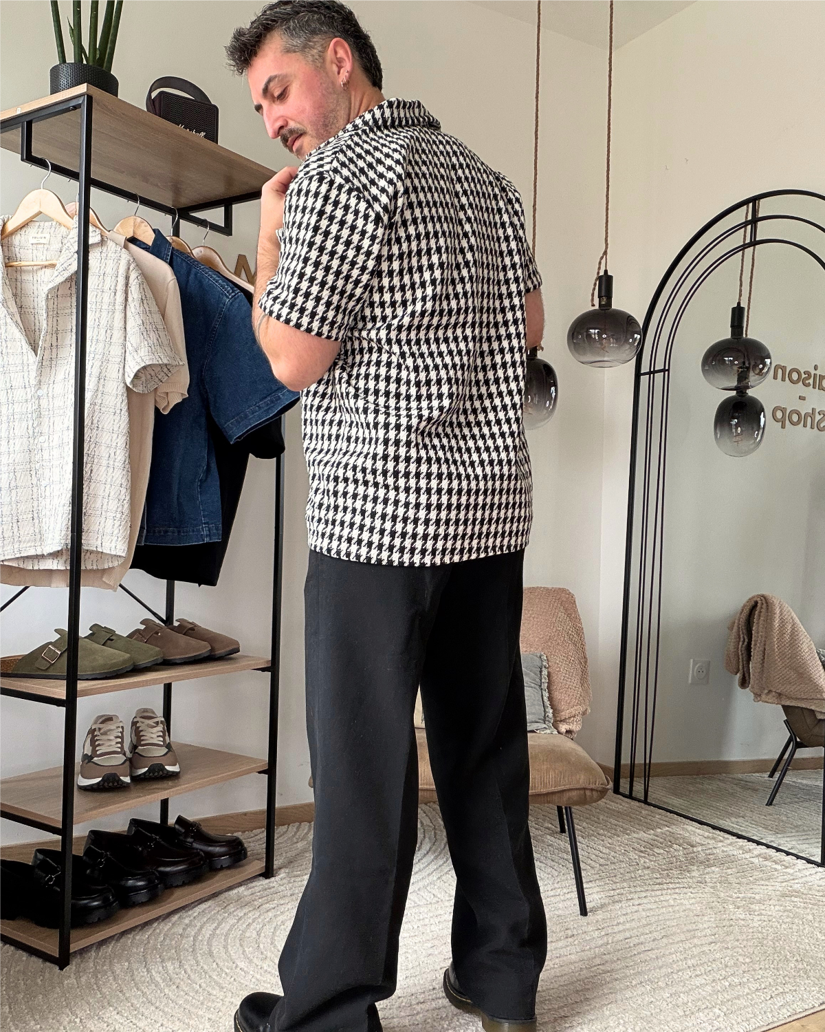 NOAM – Chemisette homme pied-de-poule noir & blanc – Image 3