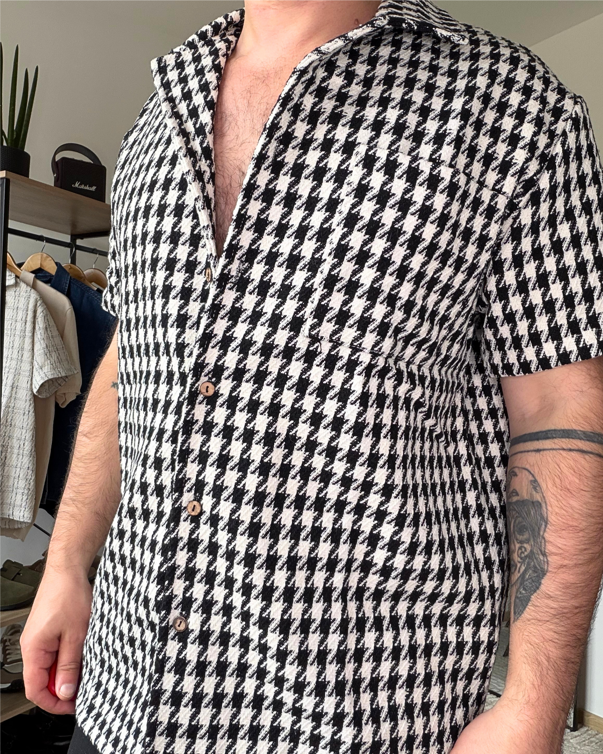 NOAM – Chemisette homme pied-de-poule noir & blanc – Image 4