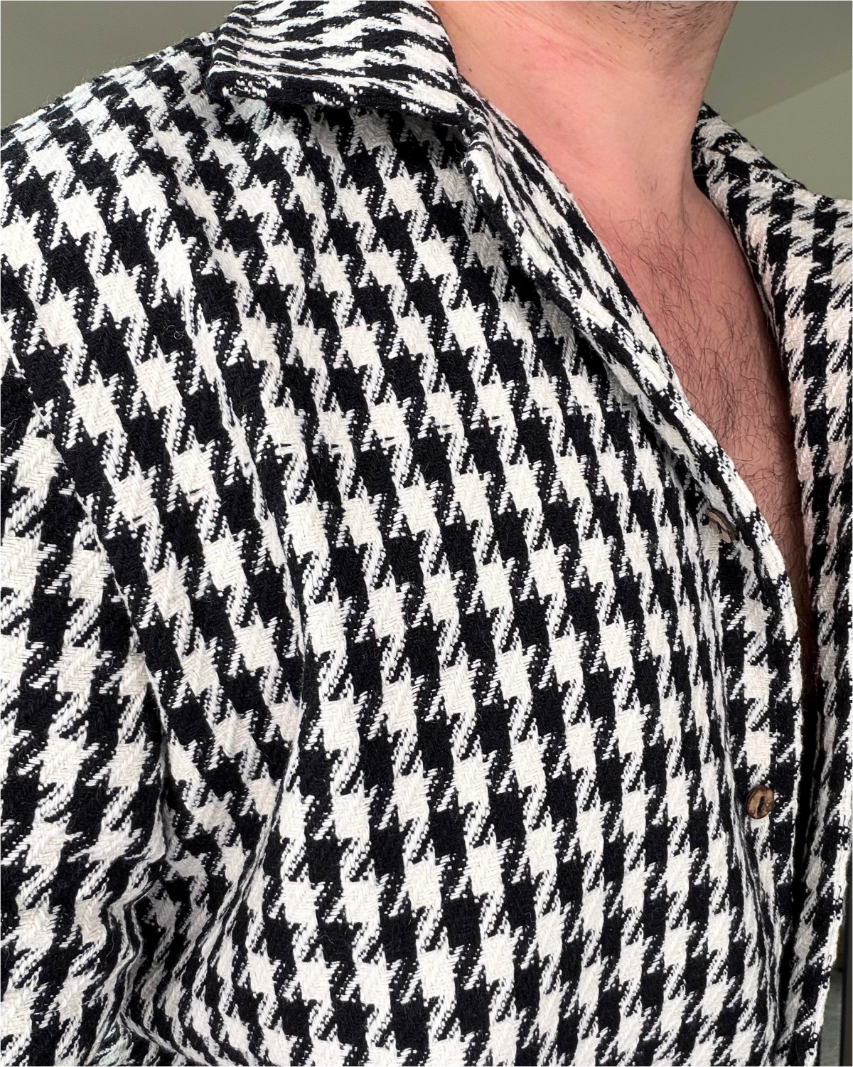 NOAM – Chemisette homme pied-de-poule noir & blanc – Image 5