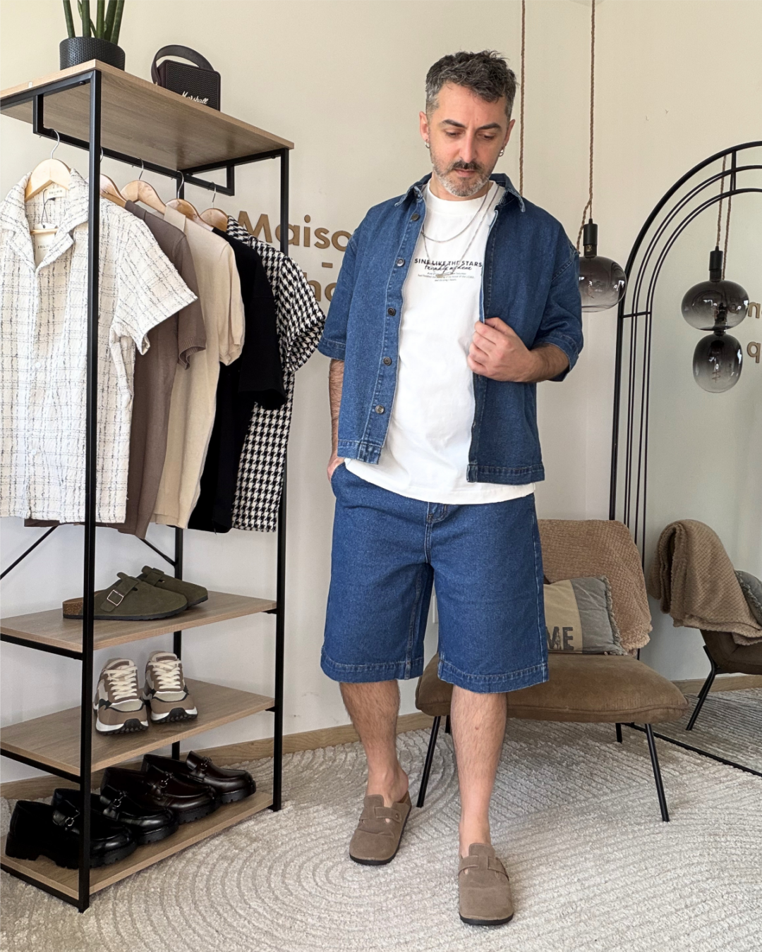 NOAH – Ensemble denim homme chemise + short bleu