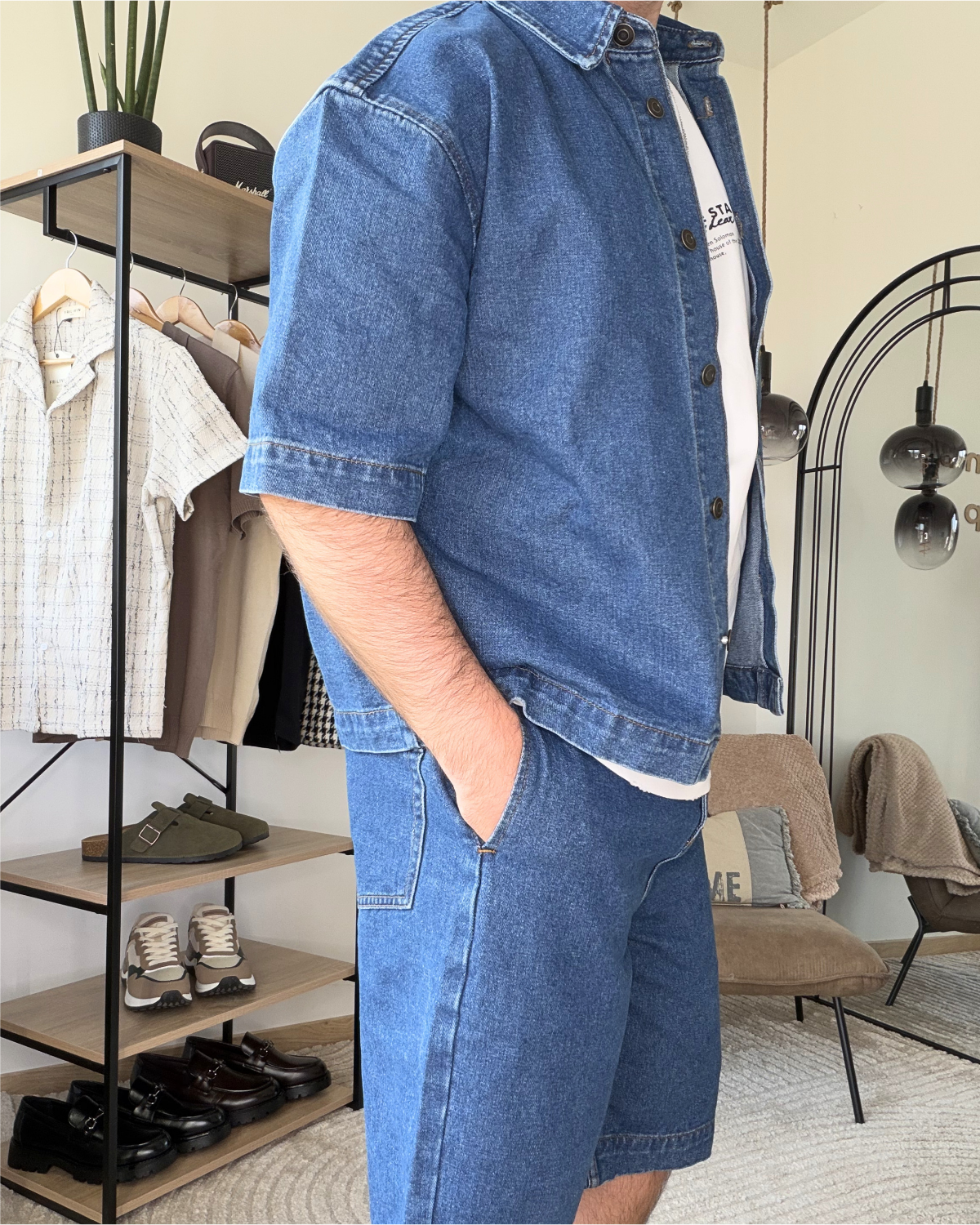 NOAH – Ensemble denim homme chemise + short bleu – Image 5