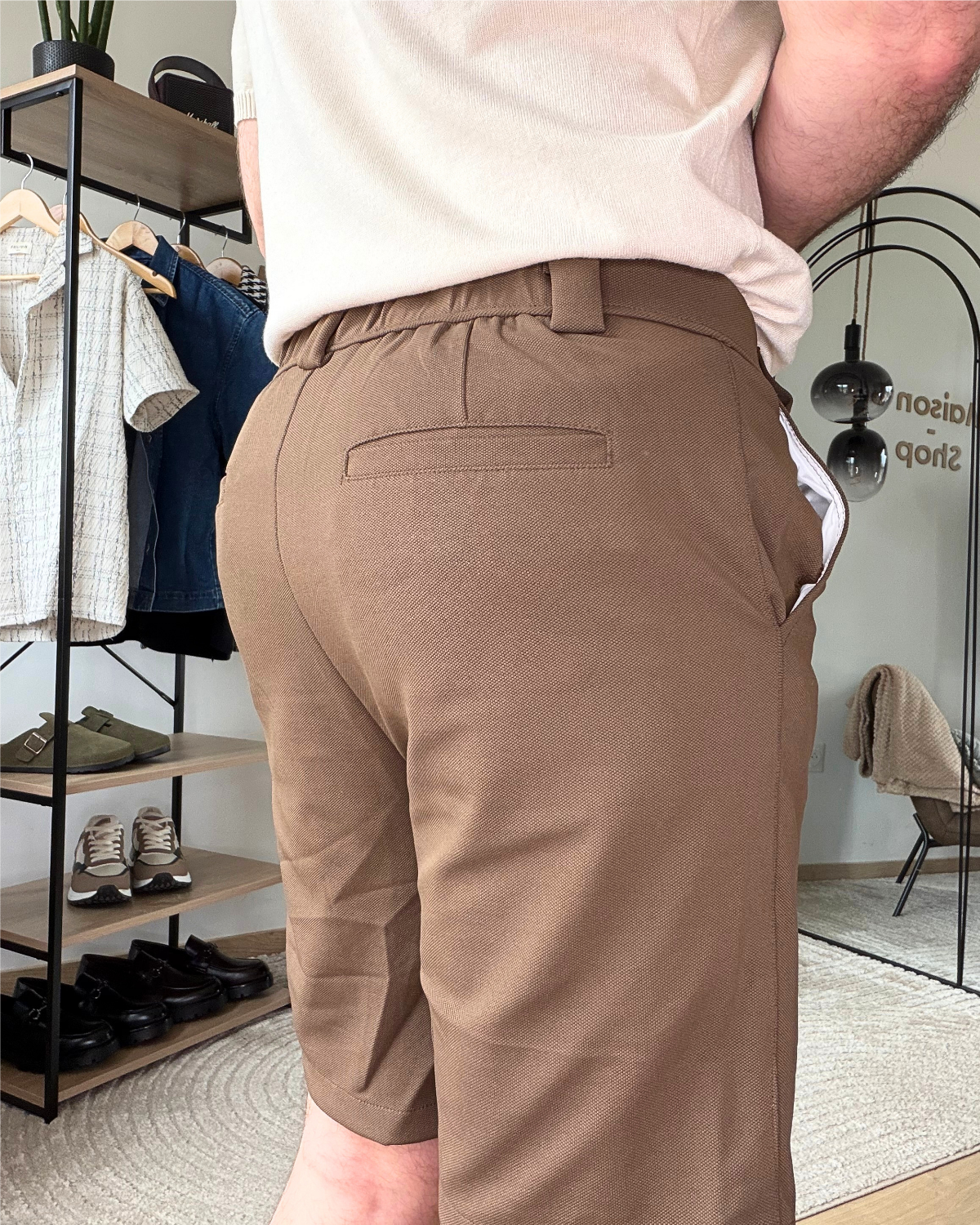 SOREN – Short homme texturé marron taille élastique – Image 3