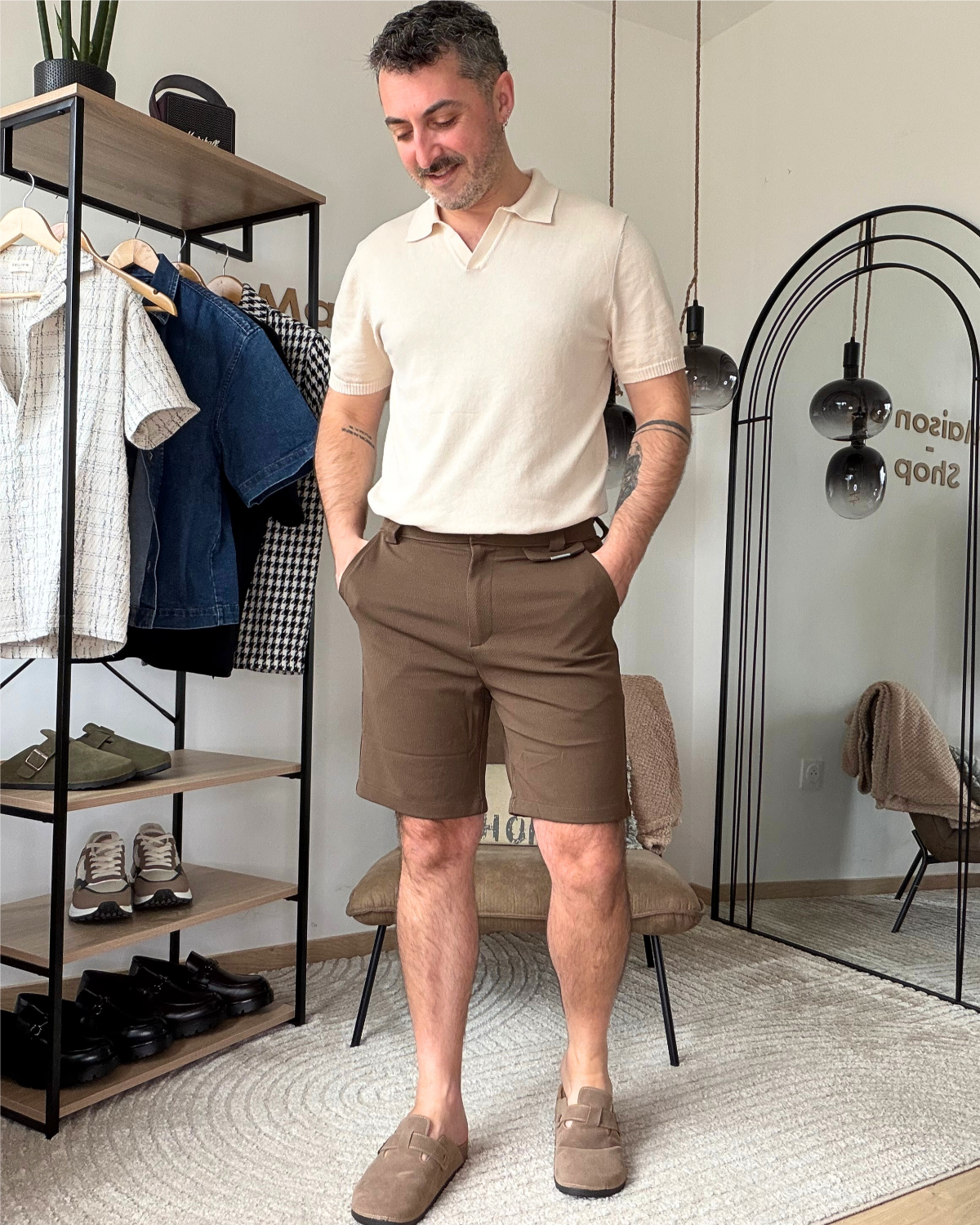 SOREN – Short homme texturé marron taille élastique – Image 2